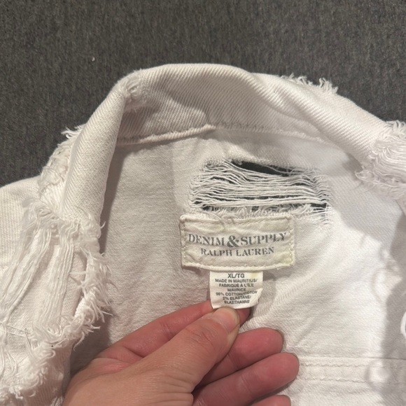 Ralph Lauren- Women's White Distressed Denim Jacket - Picture 2 of 4